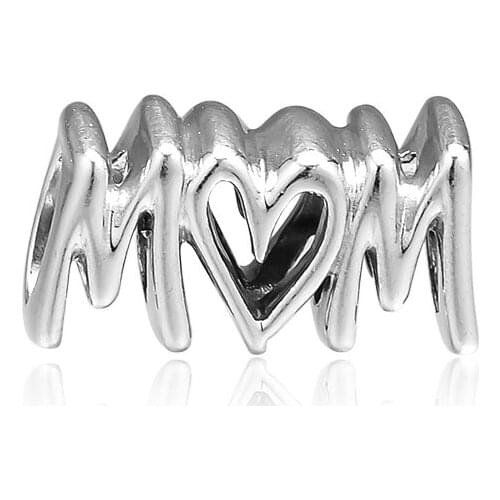 Fit Pandora Bracelets Mom Script Charms 925 Original Sterling Silver Beads for Jewelry Making DIY Women Berloque
