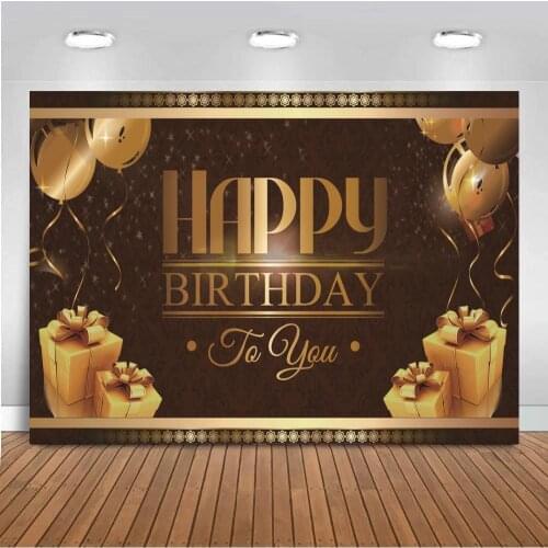 Golden Birthday Photography Background Balloon Glitter Champagne Adults Party Decorations Banner Backdrop Photo Booth Photocall