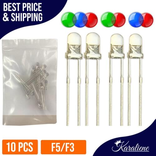 10pcs/LOT F3-F5 (3mm-5mm) FLASHING LED 2PIN Light Emitting Diode