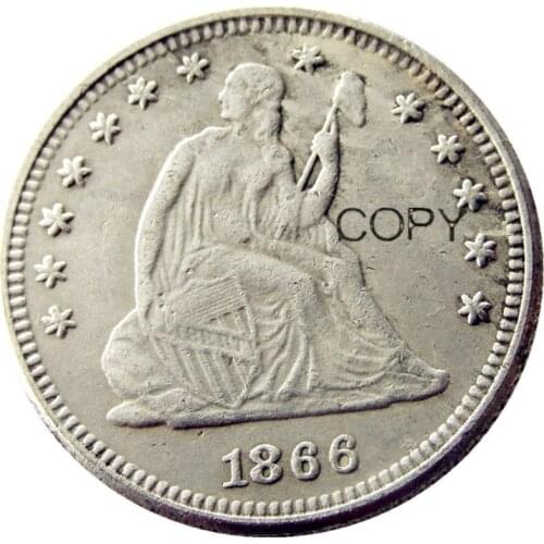 US 1866 P/S Seated Liberty Quater Dollar Silver Plated Copy Coin