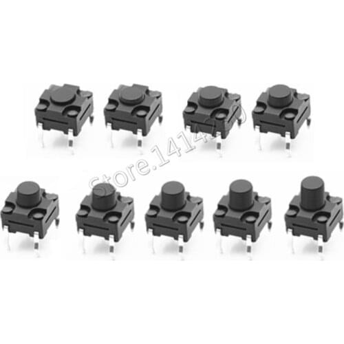 20Pcs 6x6mm Panel Waterproof Tact Switch 6x6x4.3/5/6/7-12 MM Dustproof Switch 4Pin DIP Micro Buttons 6*6*4.3MM 5MM 6MM 7MM 8MM