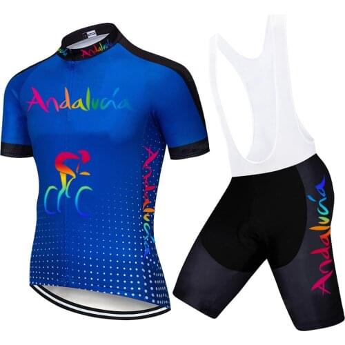 2021 TEAM Andalucia Cycling Clothing Bike Jersey Ropa Ciclismo Mens Summer Quick Dry Cycling Jerseys Bicycling Maillot Culotte
