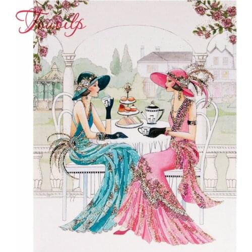 5D DIY Diamond Painting Full Square Drill Mosaic Beautiful lady friend Handmade Picture Of Rhinestone Cross Stitch Decor