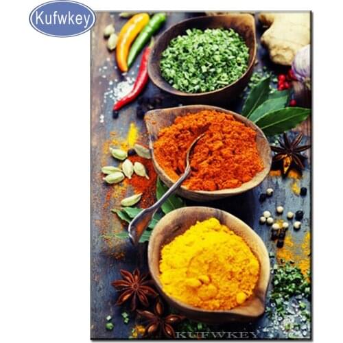 New Diamond Painting Grains Spices Peppers Food Full circular square mosaic Diamond Embroidery Cross-Stitch Scandinavian Kitchen