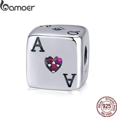Bamoer Magic Forest Adventure Collection Sterling Silver 925 Cube Dice Metal Beads for Women Charms Bracelet Bangle SCC1440