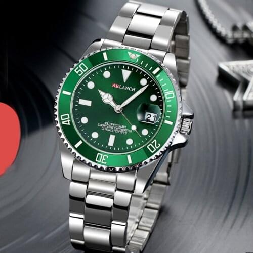 Reloj Hombre Luxury Quartz Watches Men Business Wristwatch Waterproof Green Dial Full Steel Military Watch For Men Analog Clock