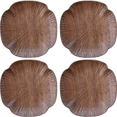 Black Walnut Coaster Set of 4,Table Decoration Petal Heat-Resistant Beverage Pad Home Dining Table Tea Coffee Cup Pad