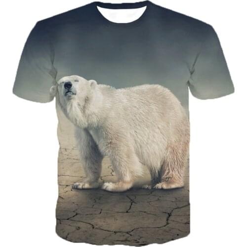 Fashion Polar Bear 3D Printed Street T-shirt Men/Womens Cool Animal Printed Hip Hop T-shirt XS-5XL