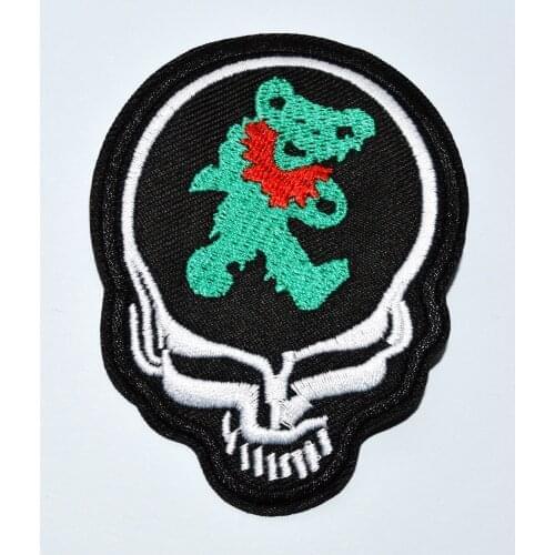 Hot! ~ GRATEFUL DEAD DANCING BEAR Skull Green IRON ON PATCH (Size is about 6 * 8 cm)