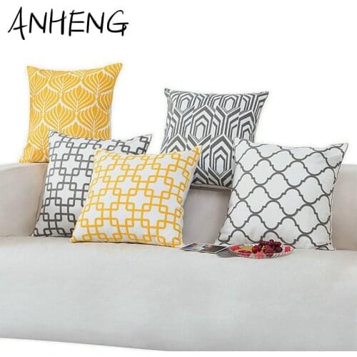 Cotton Embroidery Geometric Pillowcase Nordic 45*45 Cushion Cover Cojines Decorativos Para Sofa New Year Home Decorative pillows