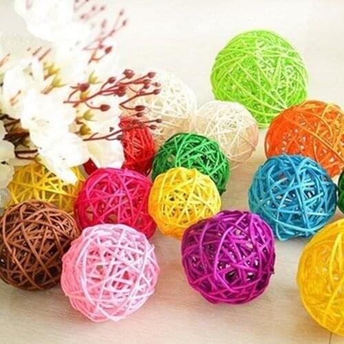 5cm 10Pcs/lot Artificial Straw Ball For Birthday Party Wedding Decoration Rattan ball Christmas Decor Home Ornament Supplies
