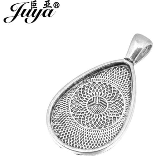 JUYA China Cabochon Blanks Suppliers 6pcs/set 20x30mm Drop Shape High Quality Cameo Cabochon Base Setting Pendant Tray AD0046