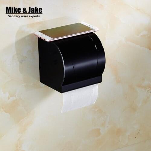 Space aluminum black paper tissue box black bathroom paper roll holder wall paper shelf bathroom paper rack box MH9000