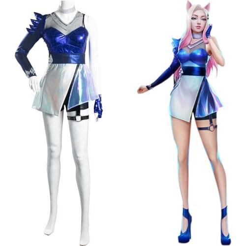 LOL KDA Ahri Cosplay Costumes The Nine Tailed Fox Women Dress Outfits Halloween Carnival Suits