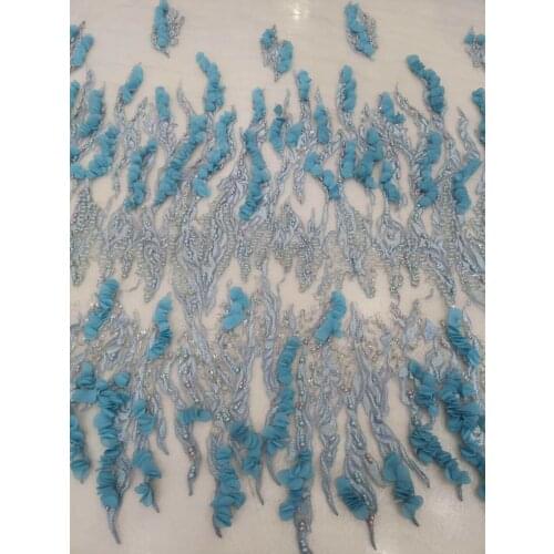 Lace for fashion show J-59182 embroidery tull net lace fabric with beads