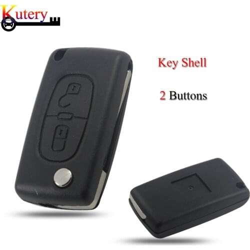 Kutery 10pcs/Lot Folding Remote Car Key Shell For Citroen For Peugeot 2Buttons With VA2/HU83 Blade For CE0523/CE0536