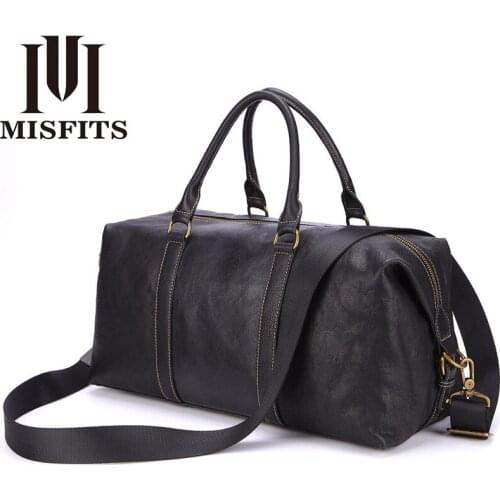 Fashion Male Travel Bag Mens Leather Shoulder Bag Vintage Duffle Handbag Large Capacity Crossbody Bags