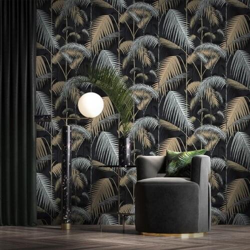 Southeast Asia Style Coconut Tree Green Gray Leaf Wallpaper Living Room tv Background Home Decor Hotel Bath Centre Wall Paper