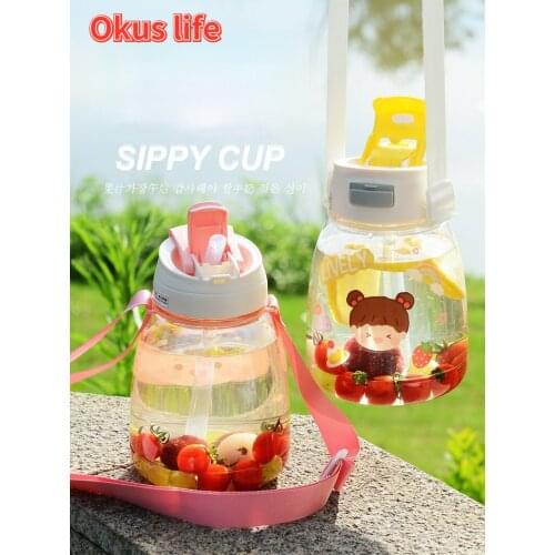 New Large Capacity Double Drinking Cup Childrens Student Portable Water Bottle Mens and Womens Straw Cup