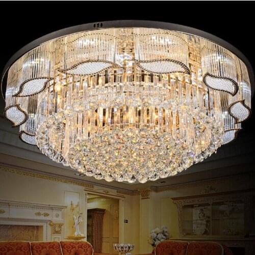 New round crystal lamp living room ceiling lamp LED bedroom lamp modern S gold hall study lighting lamps led lighting fixture