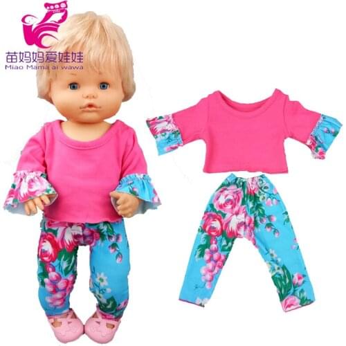 38 cm Doll clothes for Nenuco Ropa y su Hermanita floral shirt pants baby doll costumes