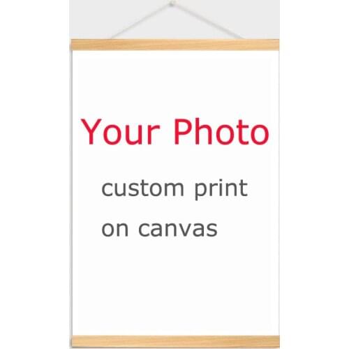 Custom Print Canvas Your Picture Favorite Photo Family Baby Canvas Painting Poster Wall Art With Wood Hanging Scrolls Painting