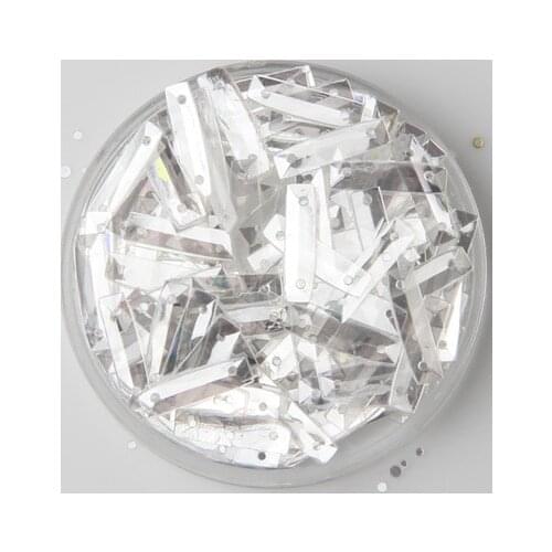 25g 3*14mm Brilliant Color Sequins Cup Rectangle Paillette 2 Holes Artesanatos Acessorios Transparent Crystal White Confetti