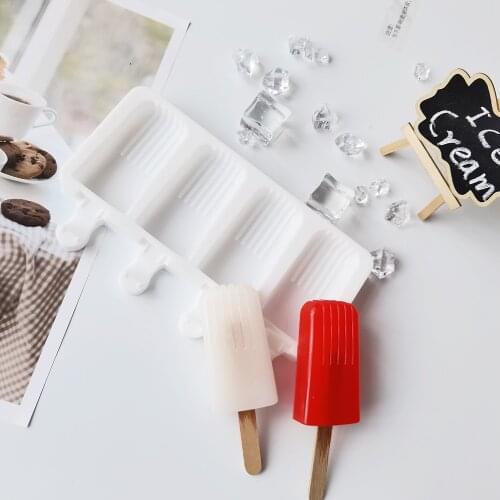 Silicone Ice Cream Mold DIY Homemade Popsicle Moulds Freezer 4 Cell Small Size Ice Cube Tray Popsicle Barrel Makers Baking Tools