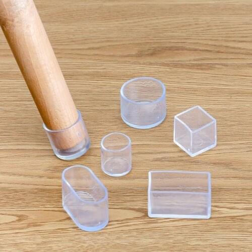 4Pcs silicone Chair Leg socks Transparent square Table Floor Feet Cover Protector Pads furniture pipe hole plugs Home Decor