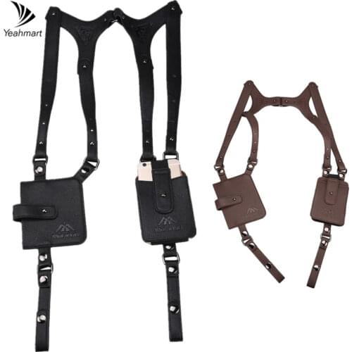 Military Tactical Gun Holster Genuine PU Leather Pure Cowhide Pistol Holster Performing Tasks Adjustable Underarm Hidden Holster