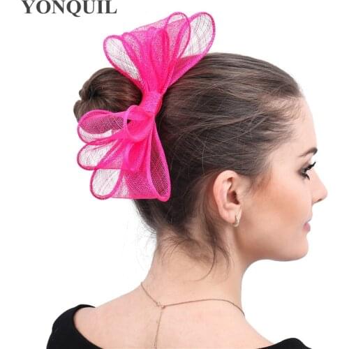 Hot Pink Fashion Fascinator Hat Headband Bride Wedding Headwear Linen Nice Fascinator Headband For Ladies Chuch Hair Accessory