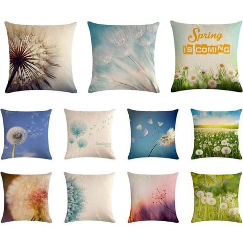 Dandelion Cushion Cover Free Fly Throw Pillow Cover Cotton Linen Decorative 45x45cm Plant Cushion Pillowcase for Sofa Office