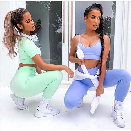 Seamless Sport Wear Women Set Fitness Clothing Crop Top Bra High Waist Legging Yoga 2 Pieces Set Women Workout Gym Outfit