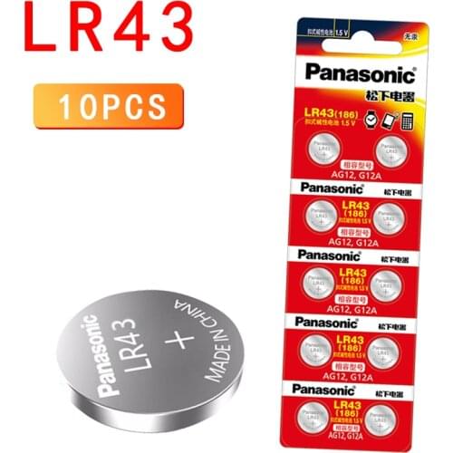 10pcs Panasonic 186 1.5V 0%Hg Alkaline batteries AG12 LR43 G12A 186 for Watches Toys calculator Remote control electronic scale