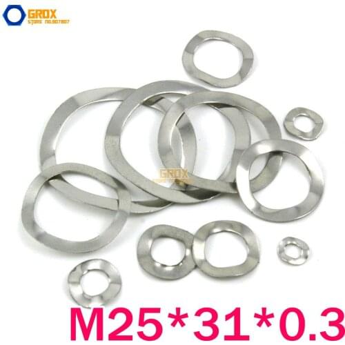 25 Pieces M25*31*0.3mm Wave Washer Spring Washer 304 Stainless Steel
