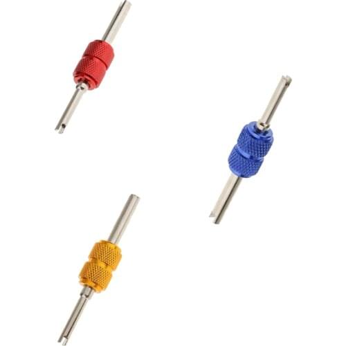 3 Pieces Car 2-Way Tire Valve Core Remover Installer Wrench Tools Red+Blue+Gold