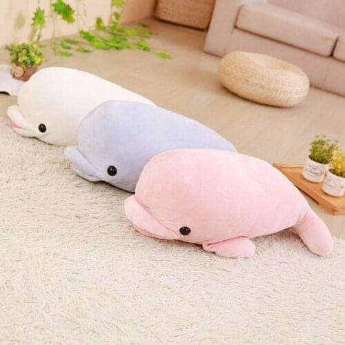 55cm/65cm 3 Colors Kawaii Dolphin Plush Toy Soft Cartoon Animal Dolphin Stuffed Doll Bedroom Sofa Pillow Girlsfriends Best Gifts