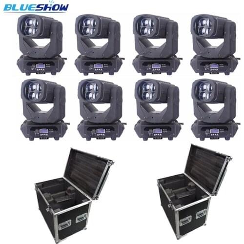No tax 8pcs/2 flightcase, Lyre Beam 100W White LED Super beam 4x25w Moving Head Light Shaking head rotating stage lights