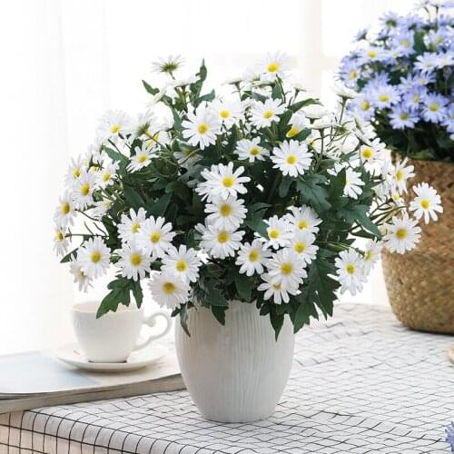 9 Head Small Daisy Bouquets Artificial Flowers Silk Cloth Artificial Flowers Pastoral Home Wedding Decoration Chrysanthemum