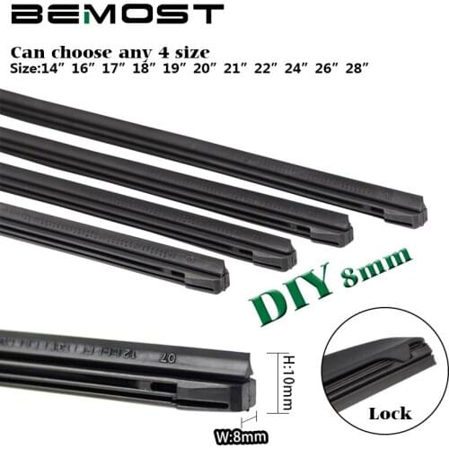 BEMOST 4PCS/Lot Car Wiper Blade Blades Insert Soft Rubber Strip (Refill) 8mm 14"16"17"18"19"20"21"22"24"26"28" Auto Accessories