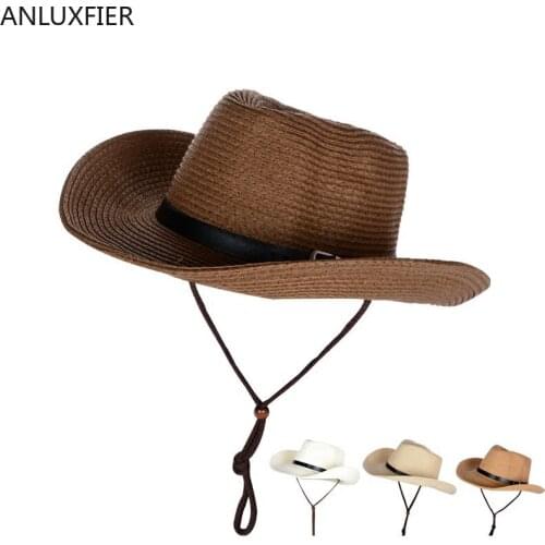 B-8049 New Male Fedora Straw Hat UV Protection Summer Sun Hats Mans Handmade Raffia Straw Trilby Cap Beach Holiday Travel Hat