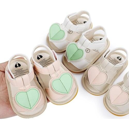 Fashion Newborn Infant Baby Girls Princess Shoes Heart-shaped Toddler Summer Sandals PU Non-slip Shoes 0-18M