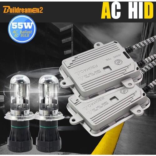 Buildreamen2 55W H4 Hi/Lo Canbus HID Bi Xenon Kit AC Ballast Bulb Decoder 3000K-8000K 12V No Error Flicker Car Headlight Light