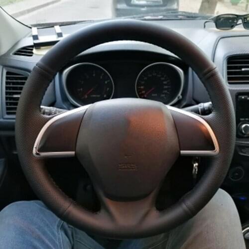 DIY Custom Steering Wheel Cover For Mitsubishi Outlander 2013 2014 Mirage 2014 ASX L200 Leather Braid For Steering Wheel