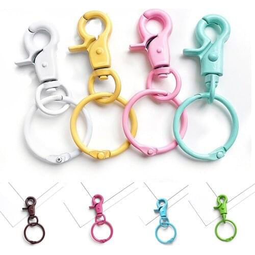 Colorful Keychain Key Ring Long Lobster Clasp Hook Keychain Split Keyring Findings for Keychain DIY Jewelry Accessories