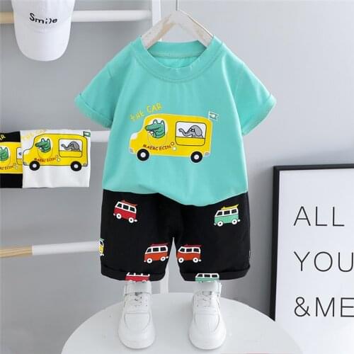 Kids Suits 2021 Summer Toddler Infant Clothing Baby Boys Clothing Sets Short Sleeve Cartoon Car T Shirt Shorts Children Clothes