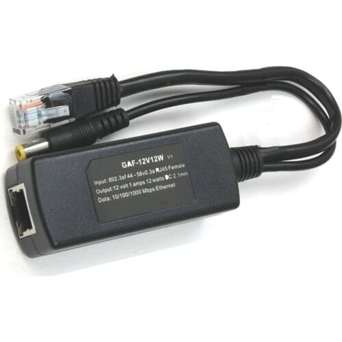 GAT-12V12W 802.3af Gigabit Poe Splitter with 12V output for Non-poe Camera PoE seperator for any 12V devices