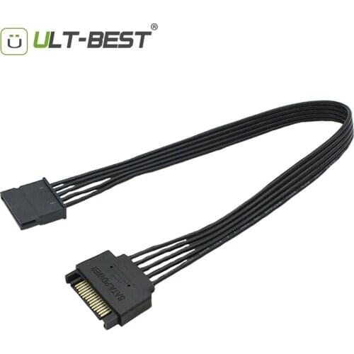 ULT-Best SATA 15Pin Male to 15P Female Power Extension Cable HDD SSD Power Supply Cable SATA Power Cable 30CM