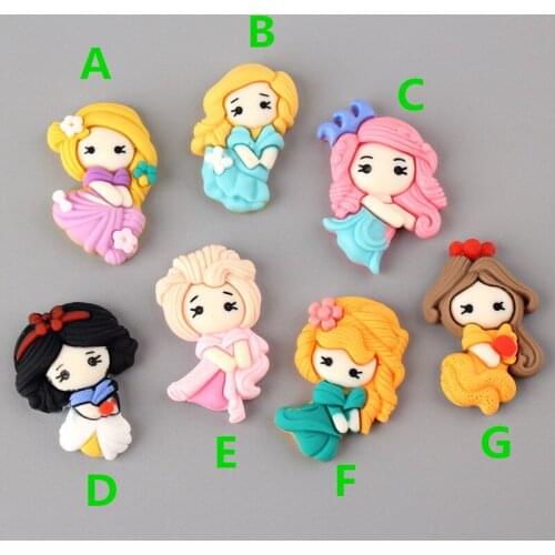Kawaii Gril Princess Resin Cabochons Flatback Cute Ornament Accessories Embellishments Scrapbooking Patch sticker Cameo 23*43MM