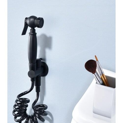 Black Handheld Toilet Bidet Sprayer Set Kit Brass Hand Bidet Faucet For Bathroom Hand Sprayer Shower Head Self Cleaning